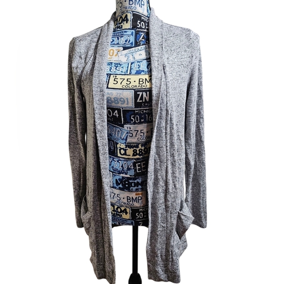 NWT Kim Rogers Open Front Lightweight Knit Cardigan Gray Sweater Petite Medium - Picture 1 of 8
